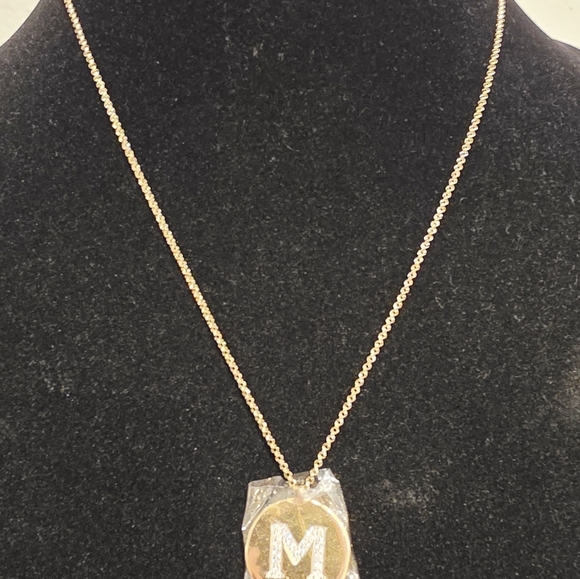 APM Monaco Adjustable Chain Round Diamond Initial Pendent  Letter "M" New - Picture 5 of 6